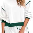 Fisoew Womens Sweatsuits 2 Piece Set Crewneck Sweatshirts High Waisted Skort Skirts Tennis Running Tracksuits Shorts Sets (White, L)