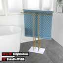 JQK Bath Towel Holder Stand Brushed Gold, 30 Inch Free Standing Double Towel Rack Shelf for Bathroom Floor, Light Gold, BTH100L30-WG