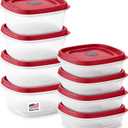 Rubbermaid 16-Piece BPA-Free Plastic Food Storage Set, Red Vented Lids - Microwave, Dishwasher Safe: Perfect for Meal Prep, Leftovers, and Kitchen Organization