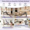 Pilates Reformer Board with 3 Adjustable Resistance, 60'' Foldable & Portable Pilates Machine for Home Use, Tool-Free Assembly, Includes Storage Box and 3 Yoga Socks (Purple)
