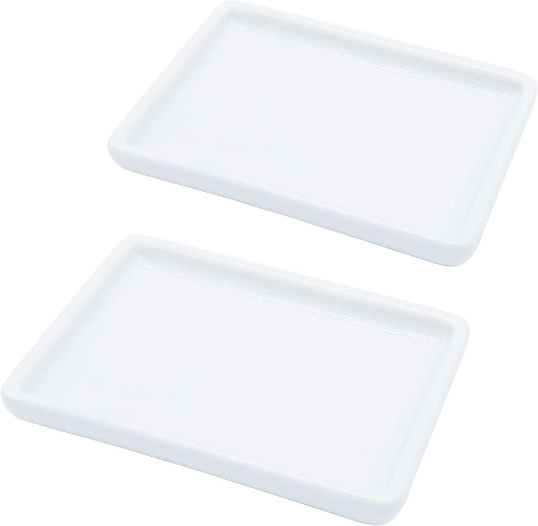 lofekea Ceramic Soap Dish for Shower 2 Pack Bar Soap Holder Palette for Watercolors Soap Tray