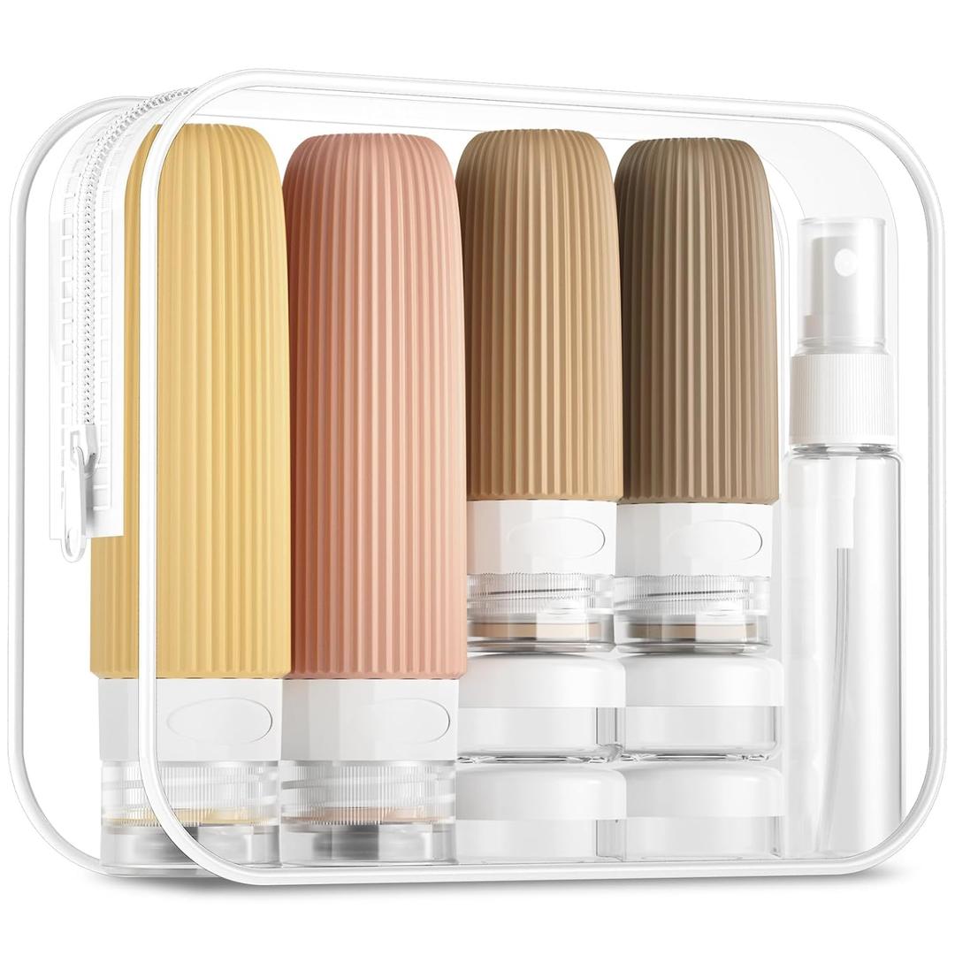 Mrsdry 16 Pack Travel Bottles Set, TSA Approved Leak Proof Silicone Squeezable Containers for Toiletries, Refillable Travel Accessories for Conditioner, Shampoo, Lotion & Body Wash Accessories