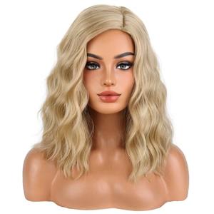 BERON Blonde Wigs for Women Short Curly Wavy Wig Girls Dirty Blonde Shoulder Length Body Heat Resistant Synthetic Hair Wig for Cosplay Party or Daily