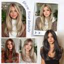 Haloo Copper Wig with Curtain Bangs - Lace Front Hairline Middle Part Long Layered Natural Looking Straight Synthetic Hair Wigs for Women Daily Party, 24 Inch Copper Red