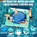 FBSPORT Inflatable Water Hammock, 8 FT Floating Dock for Adults Kids Pets | Water Hammock Float with Rope Ladder Cup Holder,Central Mesh Pool,Non-slip Surface,Floating Platform for River Lake Raft Pool