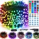 Brizled Color Changing Mardi Gras String Lights 98FT 300 LED RGB Christmas Lights Dimmable Multifunctional Christmas Light with Remote for Indoor Outdoor Halloween Xmas Tree Holiday Party Decor