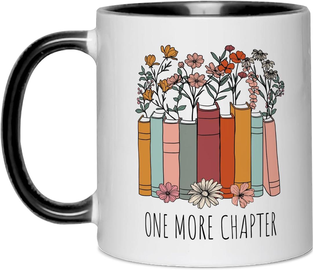 Funny Gifts for Book Lover, Bookish Coffee Mug, Birthday Thanksgiving Christmas Gifts For Librarian Reading Enthusiast Teacher, One More Chapter Bookworm Tea Cup 11 OZ