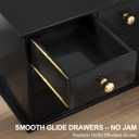 Oak Desk Organizer with Drawers, Durable Wooden Desktop Storage Box with Metal Handles & Non-Slip Silicone Pads, 5 Drawer Tabletop Organizer for Office, Bedroom, Bathroom, Vanity, and Makeup Black