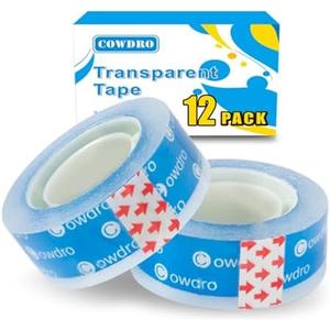 Pack of 2, 12 Rolls Clear Tape Refills for Dispenser, Easy Tear by Hands, Tape Refill for Wrapping, Office School Home, 0.75 Inch X 1000 Inch, Updated Core