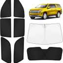 KUST Car Window Shades for Chevy Suburban/GMC Yukon XL 2021-2025 2026 Windshield Sun Shade Side Window Cover UV Block Privacy Protection Accessories for Camping Blackout Rear Back Full Set 8PCS