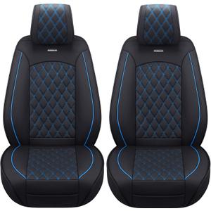 Aierxuan Front Car Seat Covers Custom Fit 2009-2026 Ford F150, 2017-2026 F250 F350 F450 Super Duty Crew Cab Regular Cab Super Cab, Automotive Vehicle Cushion with Waterproof Leather (Black and Blue)