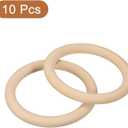 uxcell 10Pcs 90mm(3.5-inch) Natural Wood Rings, 10mm Thick Smooth Unfinished Wooden Circles for DIY Crafting, Knitting, Macrame, Pendant
