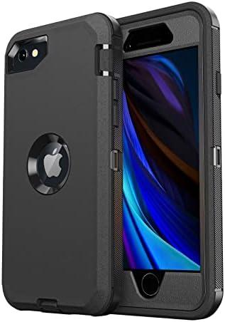 jaroco for iPhone SE Case 2022/2020/3rd/2rd,iPhone 8/7 case [Shockproof] [Dropproof] [Military Grade Drop Tested] with Non-Slip Removable Heavy Duty Full Body Phone Case-Black