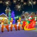 GOOSH 12 Ft Christmas Inflatable Reindeer cart Outdoor Decorations Blow Up Yard Three Deer Pulling a Sleigh and Santa Claus with Built-in LEDs for Indoor Party Garden Lawn Decor