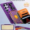 Vizvera for Samsung Galaxy S24 Ultra Case Wallet, RFID Cards Holder & Camera Cover & Kickstand for Women Men, Full Body Rugged Shockproof Silicone Case for S24 Ultra 6.8" 2024 Only-Purple