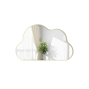 POZINO Gold Irregular Mirror, 33.5"x20.5" Cloud Shaped Mirrors, Asymmetrical Wall Mirror, Abstract Funky Frameless Mirrors for Living Room Bathroom Bedroom Entryway Fireplace