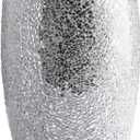 WHOLE HOUSEWARES | Bathroom Wastebasket | Mosaic Glass Decoration | Bathroom Trash Can | Bathroom Accessory | Shiny Glass Garbage Can | 7.5" x 10" (Silver)