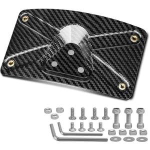 T-carbon Curved Laydown License Plate Mount Compatible with 3 Hole Mount Motorcycle Models, Real Carbon Fiber Curved License Plate Mount Kit, 4x7 Universal Fit