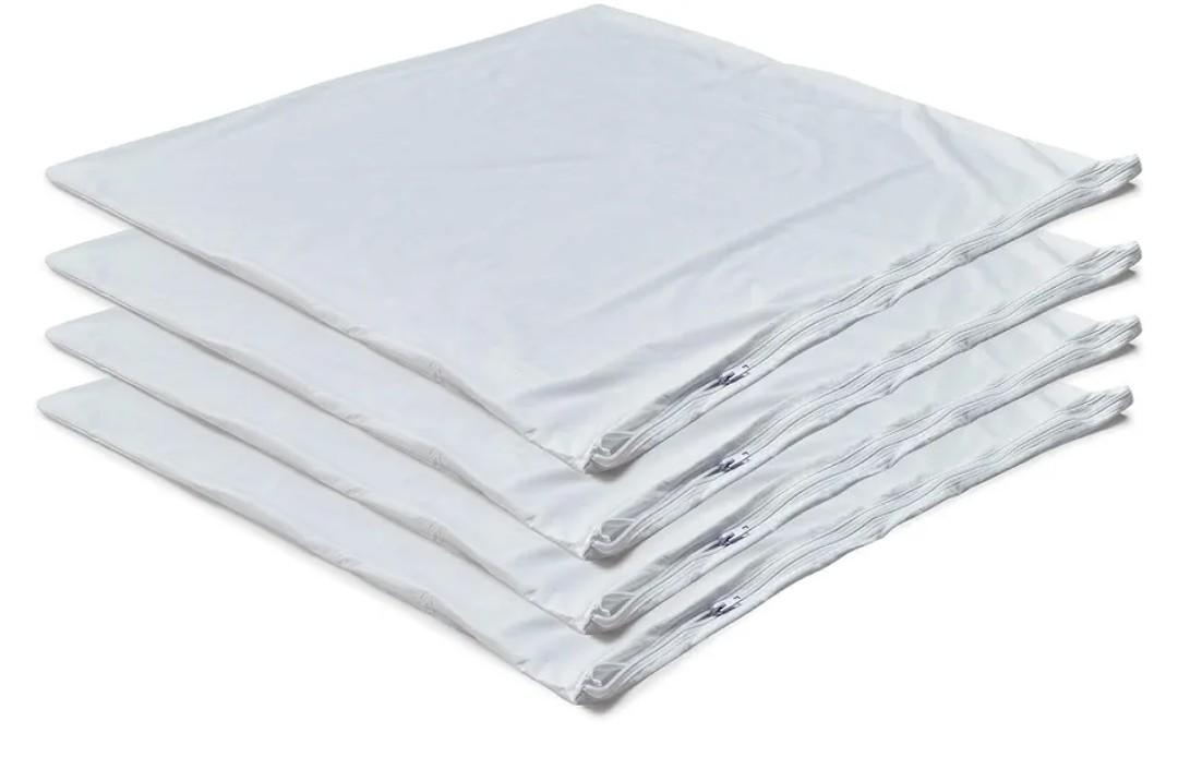 Kingnex Covers Only 4 Pack Waterproof Down Feather Proof Euro Pillow Protectors with Zipper 26x26 European Square Throw Pillow Covers