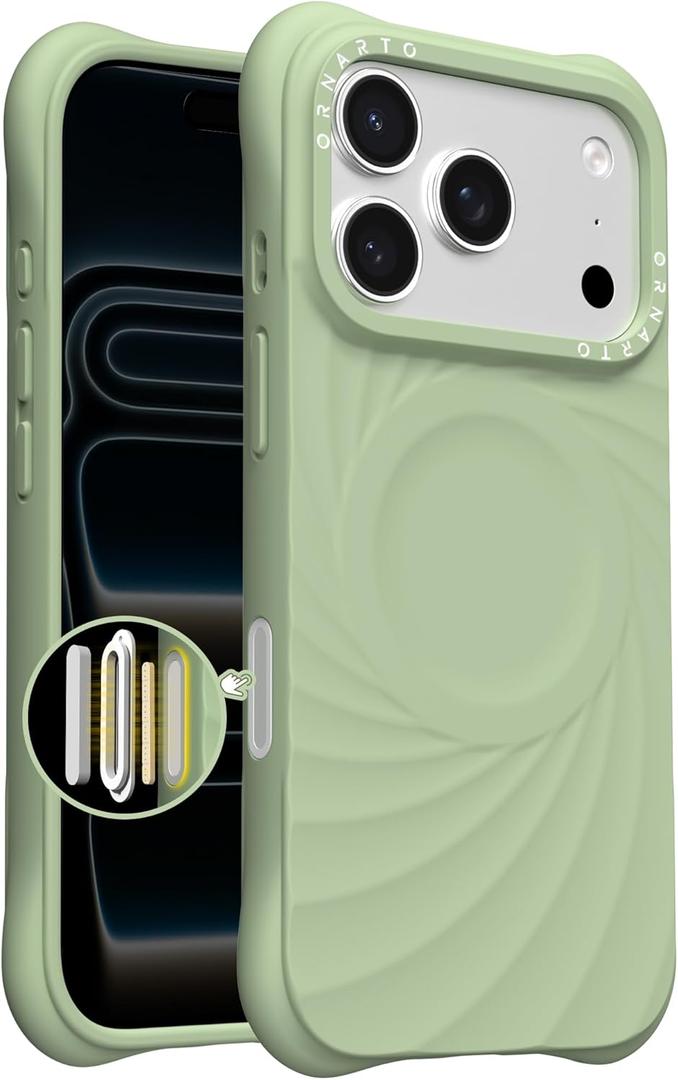 ORNARTO Vortuxe for iPhone 17 Pro Max Case 6.9" | 2X MIL-STD Protection | Camera Button Control | Compatible with MagSafe | Sleek Aesthetic Liquid Silicone Phone Cover | Matcha