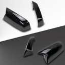 Glossy Black Ox Horn Rearview Mirror Cover Compatible with Chevy Silverado/GMC Sierra 1500 2012-2018