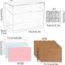 Acrylic Index Card Box 4x6, Index Card Business Card Organizer Clear Index Card Holder with 30 Kraft Dividers 150 Index Cards A to Z Stickers for Hold 400 Tab Letter Note