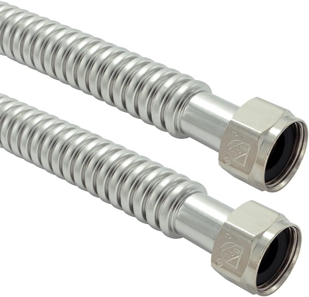 Stainless Steel Corrugated Water Heater Connector Flexible for Water Heater Water Softener,3/4" FIP x 3/4" FIP, 18" Length (2 Pack)