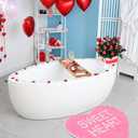 6 Pcs Valentine's Day Heart Rug Valentines Day Bathroom Decor Non Slip Heart Shaped Bath Rugs Red Pink White Mat Doormat for Bathroom Kitchen Living Room Home