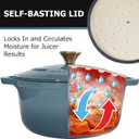 MUELLER HOME 7.5 Quart Enameled Cast Iron Pot Dutch Oven, Heavy-Duty, Oven-Safe up to 500 F & Across All Cooktops, Bread Pan with Lid & Knob, Cast Iron Cookware, Blue Kitchen Accessories,Mineral Blue