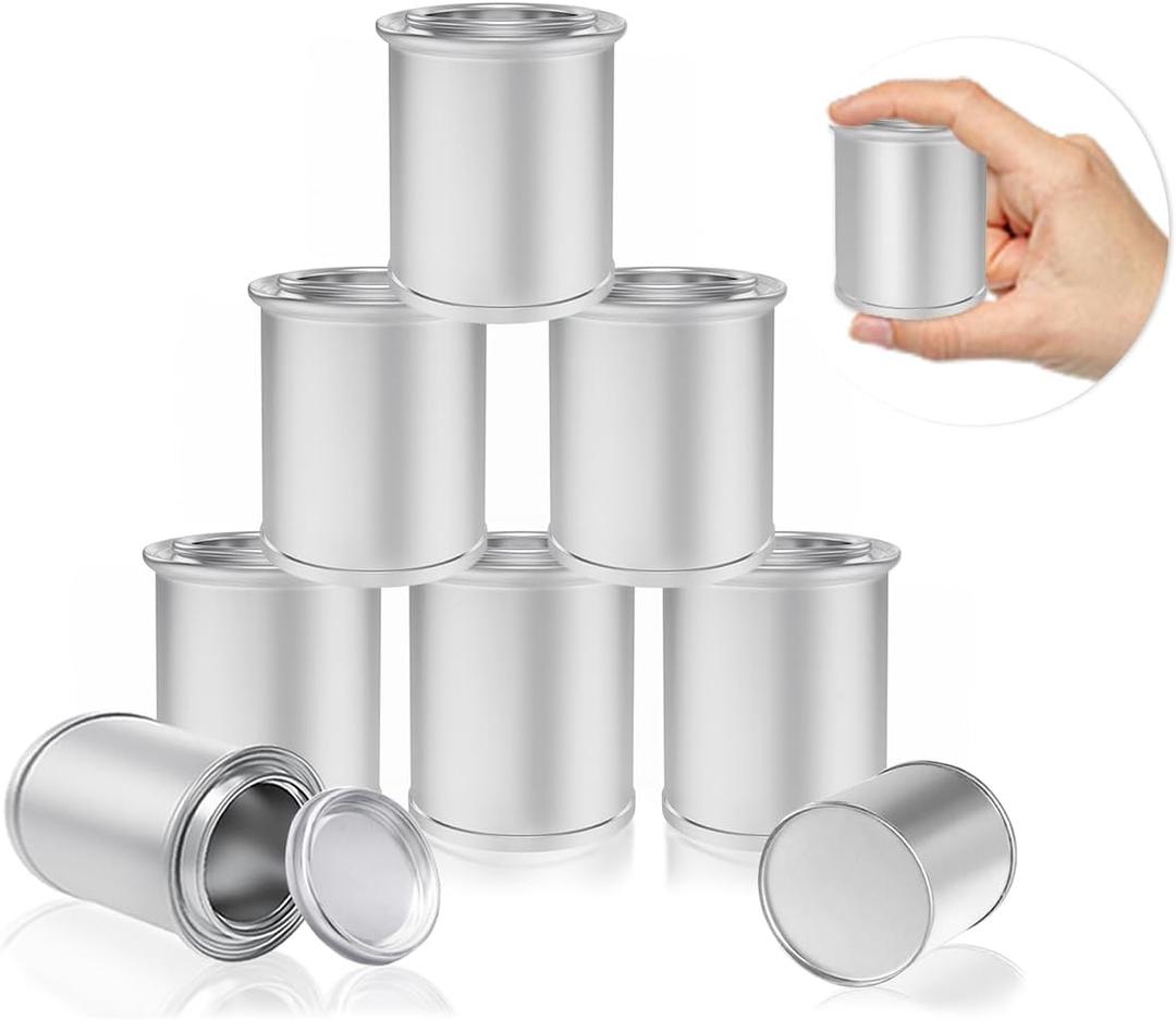 8 Pack Empty Metal Paint Cans with Lids(1/4 Pint Size),1/2 Cup Capacity Touch Up Paint Containers,Paint Storage Containers for Leftover Paint,Tiny Empty Unlined Pint Paint Pails