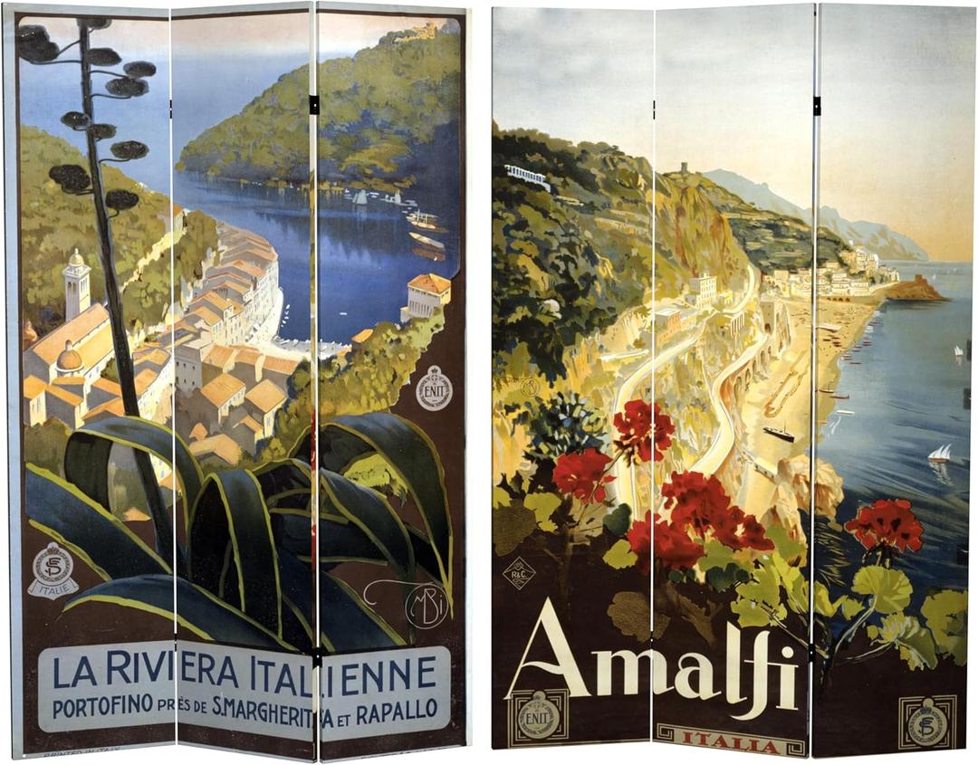 Red Lantern 6 ft. Tall Double Sided Amalfi/Riviera Canvas Room Divider