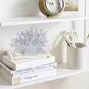 White Coral Reef Decor 7.4" Fake Coastal Statue - Ocean Nautical Themed Home Table Decoration - Beach Resin Artificial Sea Faux Coral for Bathroom