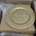 Cididu 12 Pack Gold Charger Plates, 13 Inch Gold Round Chargers for Dinner Plates, Decorative Dinner Chargers, Antique Plastic Table Charger and Service Plates for Wedding Holiday Party