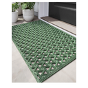 DEXI Front Door Mat Outside Entrance Rubber 24x36, Welcome Floor Doormat Heavy Duty Non Slip, Dirt Trapper Waterproof Exterior Entry Mats All Weather for Patio Entryway Drainage, Green