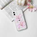 NITITOP Compatible with iPhone 11 Case Clear Cute Pink Lily Blossom Floral Flowers Pattern for Girls Women Soft TPU Transparent Shockproof Protective Phone Cover - Large Flower