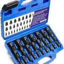 LLNDEI Screw Extractor Set Hex Head Multi-Spline Easy Out Bolt Extractor Set, EZ Out Rounded Screw Remover, 1/8 Inch to 7/8 Inch in 1/32-Inch Increments, CR-MO, 25 Pieces, Stripped Fastener Tool