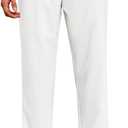 Runcati Mens Casual Pants Drawstring Elastic Waist Lightweight Cropped Linen Pants Summer Yoga Beach Trousers (Medium, White)