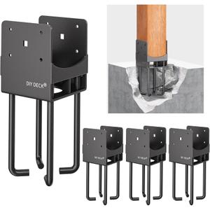 4Pack Heavy Duty Stainless Steels U-Shape Wet Concrete Fence Post Holder 6"x6" (Actual 5.5 "x5.5) Base Anchor Bracket with Air Flow Channel for Terrace Post Base, Fences, Wood Pergola [Patent Pending]