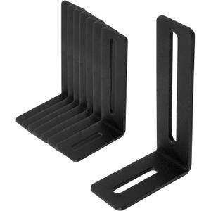 4 Inch Adjustable Angle Bracket, 8 PCS Heavy Duty L Brackets for Wood, L-Shape Corner Brace with Slot, Metal Right Angle Brackets Black Floating Shelf Bracket for Holding, Mounting, and Fixing