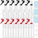 Yinder 18 Pcs 16 Oz Plastic Spray Bottle Bulk Empty Refillable Spray Bottles for Cleaning Solution Leak Proof Water Sprayer with Adjustable Nozzle Mist/Stream Mode(Black, White, Red)