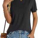 Micticsi Womens Short Sleeve T Shirts Pleated Dressy Casual Crewneck Loose Fit Tee Trendy Summer Tops Blouses 2025 Size XL