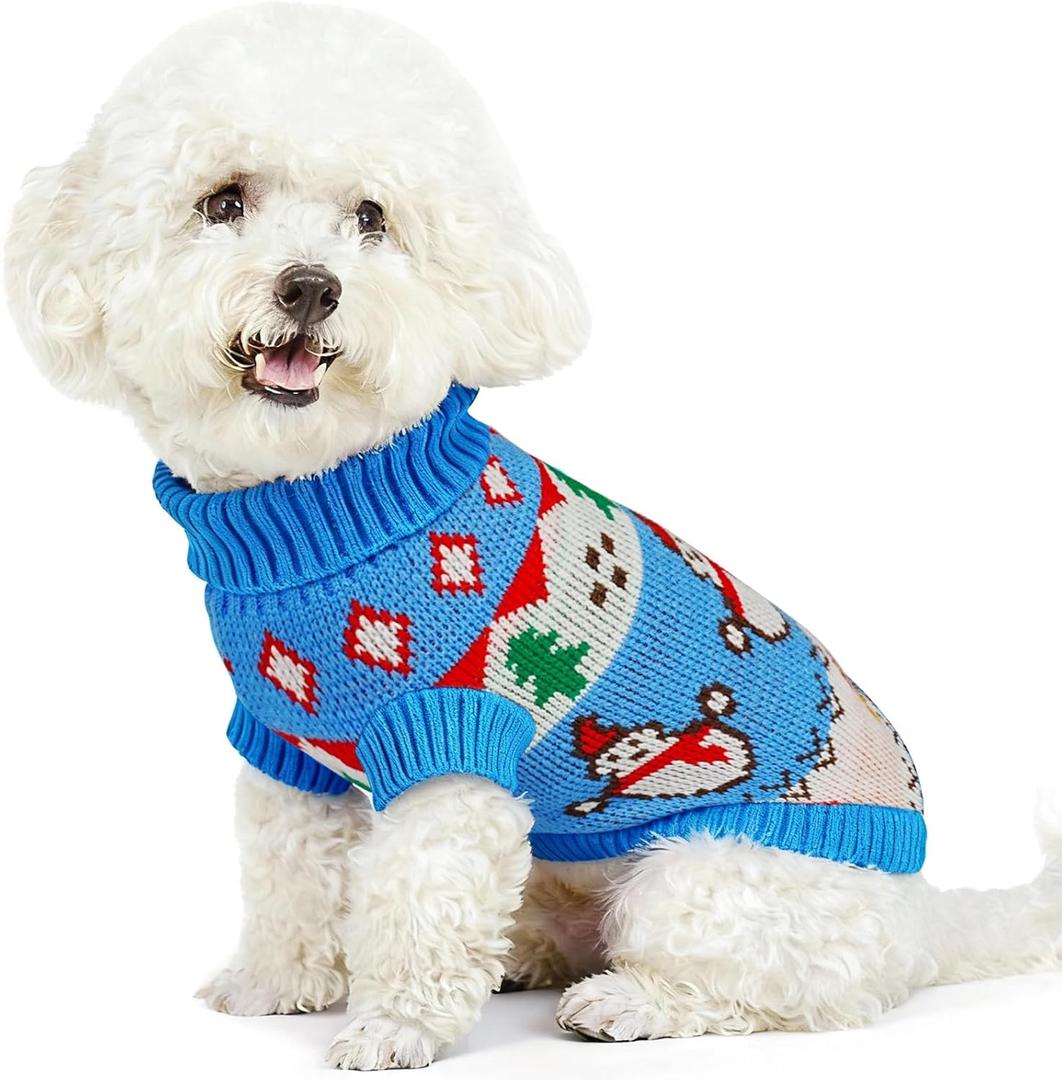 Christmas Dog Sweater for Small Medium Large Dogs Girl Boy, Pet Clothes Small Medium Large Sized Dog for Male Female Puppy Doggie (XS, Blue)