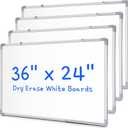 Tinlade 4 Pack Magnetic Dry Erase White Boards, Whiteboard for Wall Drawing Board Silver Aluminum Frame Presentation Board for Office Home School Classroom(36 x 24 Inch)