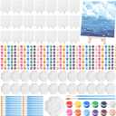 Qilery 24 Set 6 x 6 Inch Canvas Boards and Easel for Painting, Acrylic Paint Strips, Palettes, Brushes, Canvases Painting Kits for Kids Adults Artists Beginners Oil Acrylic Painting Party Favors (5.9" x 5.9")