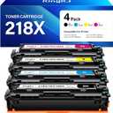 218X Toner Cartridge 4 Pack Compatible for HP 218X W2180X 218A W2180A HP Color Laserjet Pro MFP 3301fdw 3201dw 3301sdw 3301cdw 3201 3301 Series Printer Ink Laser All-in-One Scanner Black (No Chip)