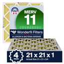 21x21x1 MERV 11 Air Filter (4-Pack) | Wonderfil Filters | Pleated HVAC Design | Perfect Fit for AC & Furnace Systems | Actual Size: 21" x 21" x .75"