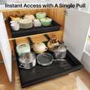 Pull out Cabinet Organizer, 1-Pack Expandable(13.6"-24") Silde out Drawers with Raising Pad for Framed Cabinets, Adjustable Full-Extension Adhesive Roll out Shelves for Kitchen Pantry Home Pot and Pan