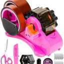 THINKLEARN Pink Heat Tape Dispenser Sublimation - Heat Transfer Tape Dispenser with Cutting Set, 1 '' & 3'' Core, Multi-Roll Cut Tape Dispenser for Crafting, PreCut 1.4'' Pieces