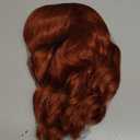 Auburn Bob Wig with Bangs Short Wavy Copper Red Wigs for Women Shoulder Length Burnt Orange Curly Bob Wigs Heat Resistant Synthetic Wigs for Halloween Cosplay Daily Party Use 14 Inch