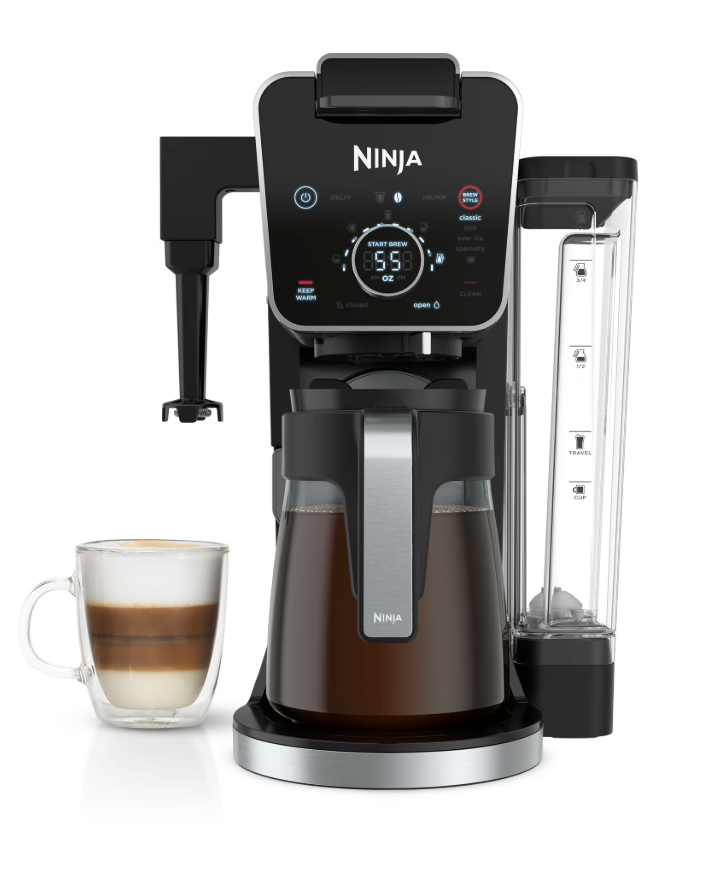 Ninja CFP201 DualBrew System 12-Cup Coffee Maker, Single-Serve for Grounds & K-Cup Pod Compatible, 3 Brew Styles, 60-oz. Water Reservoir & Carafe, Black